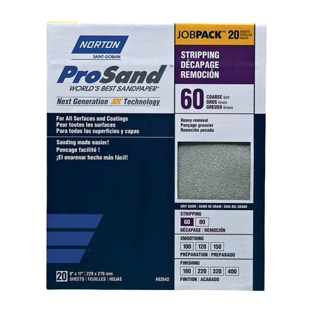 NORTON ABRASIVES SANDPAPER CRS 60G 20PK 7660768175